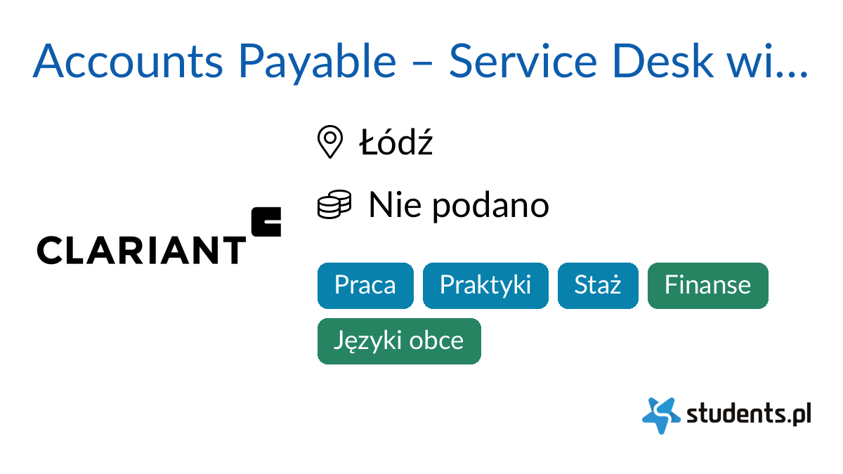 Accounts Payable Service Desk with German w Clariant Services (Poland