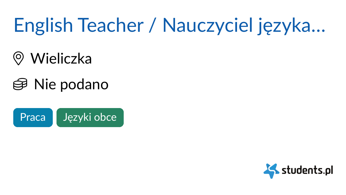 Nauczyciel Języka Angielskiego On Line English Teacher / Nauczyciel języka angielskiego w Szkoła Języków