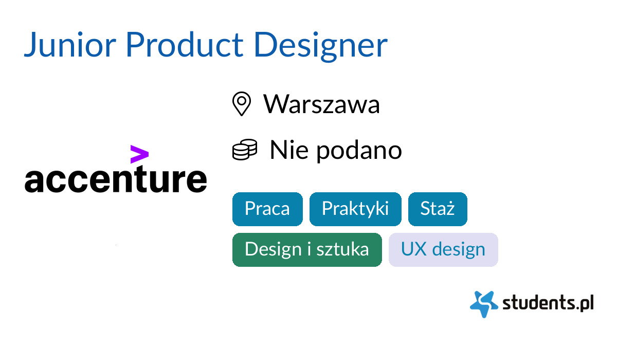 Junior Product Designer w Accenture, Warszawa Oferty