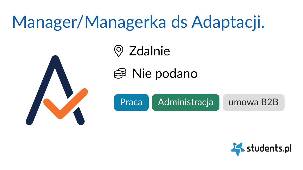 Manager/Managerka ds Adaptacji. w Aplikuj.pl, Zdalnie - Oferty