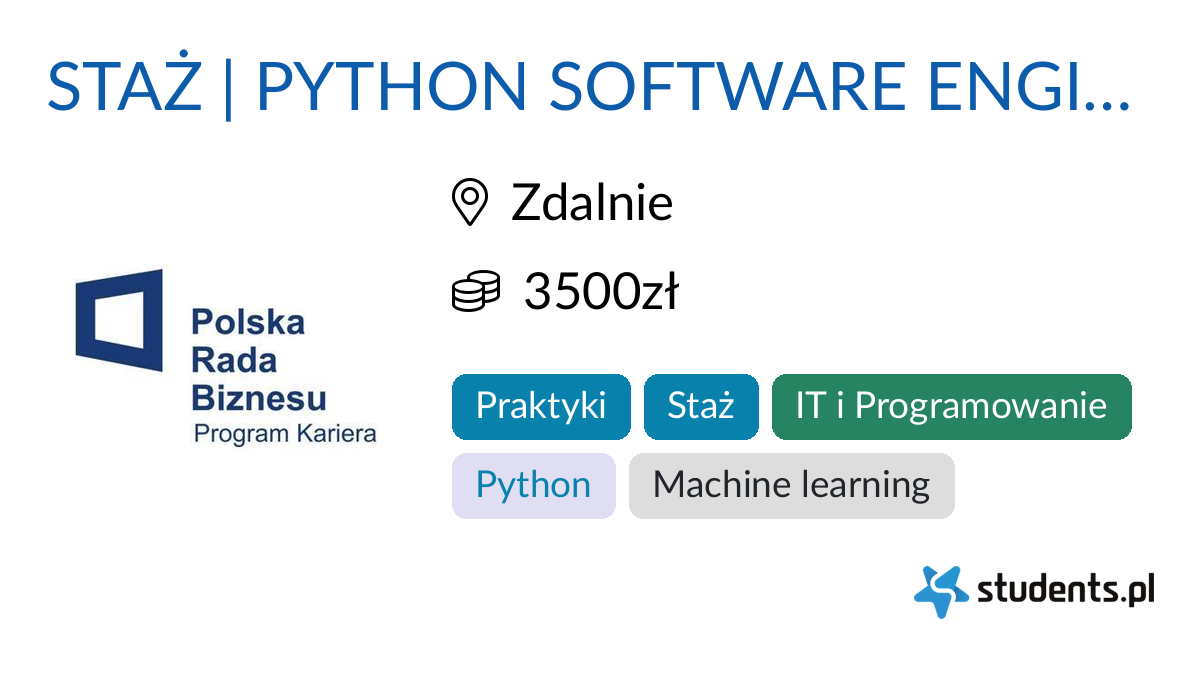 STAŻ | PYTHON SOFTWARE ENGINEER | DEEPSENSE.AI w Program Kariera ...